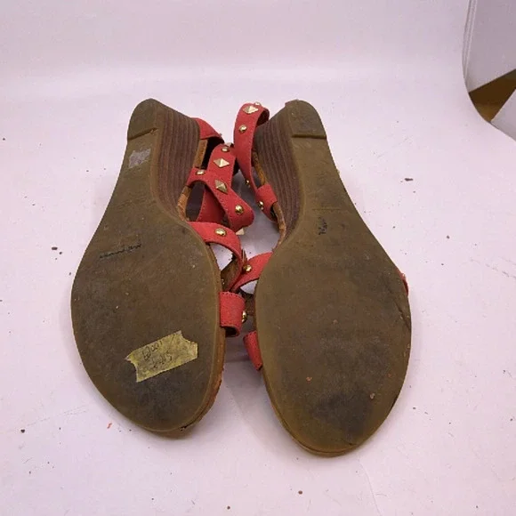 Coach Studded Wedge Red Suede Sandal 36 - Picture 6 of 8